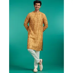 Diwas by Manyavar Ethnic Motifs Printed Mandarin Collar Straight Kurta-picture-31