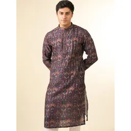 Diwas by Manyavar Ethnic Motifs Printed Mandarin Collar Straight Kurta-picture-17