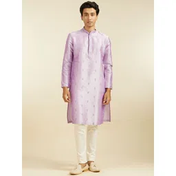Diwas by Manyavar Floral Embroidered Thread Work Mandarin Collar Straight Kurta-picture-13