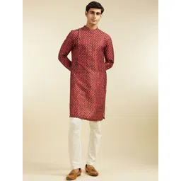 Diwas by Manyavar Floral Printed Mandarin Collar Straight Kurta-picture-14