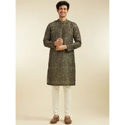 Diwas by Manyavar Floral Printed Mandarin Collar Straight Kurta-picture-36