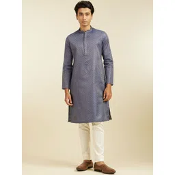 Diwas by Manyavar Floral Printed Mandarin Collar Straight Kurta-picture-10