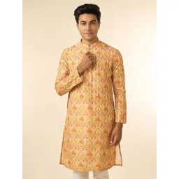 Diwas by Manyavar Floral Printed Mandarin Collar Straight Kurta-picture-10
