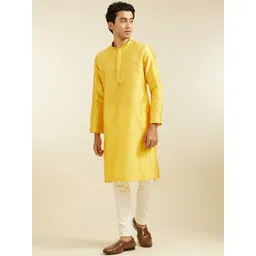 Diwas by Manyavar Floral Woven Design Beads and Stones Mandarin Collar Straight Kurta-picture-27