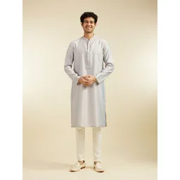 Diwas by Manyavar Floral Woven Design Mandarin Collar Jacquard Weave Straight Kurta-picture-36