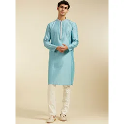 Diwas by Manyavar Floral Woven Design Sequinned Jacquard Straight Kurta With Pyjamas-picture-32