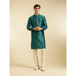 Diwas by Manyavar Floral Woven Design Thread Work Art Silk Straight Kurta image 1