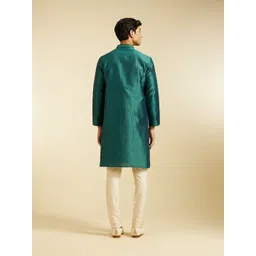 Diwas by Manyavar Floral Woven Design Thread Work Art Silk Straight Kurta image 4