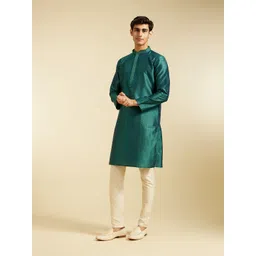 Diwas by Manyavar Floral Woven Design Thread Work Art Silk Straight Kurta image 5