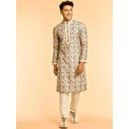 Diwas by Manyavar Men Ethnic Motifs Print Regular Kurta Sets-picture-10