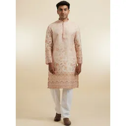 Diwas by Manyavar Men Floral Printed Mandarin Collar Straight Cotton Kurta-image-25