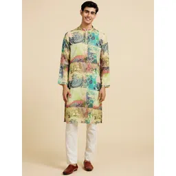 Diwas by Manyavar Men Floral Printed Regular Kurta with Pyjamas-image-27