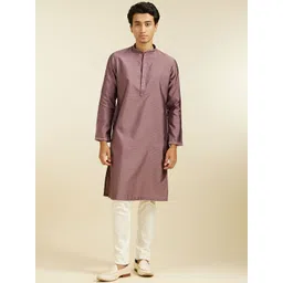 Diwas by Manyavar Men Floral Woven Design Thread Work Mandarin Collar Straight Kurta-image-21