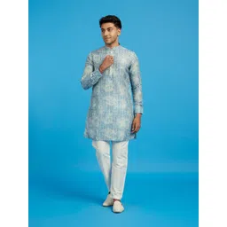 Diwas by Manyavar Men Geometric Printed Mandarin Collar Kurta-picture-35