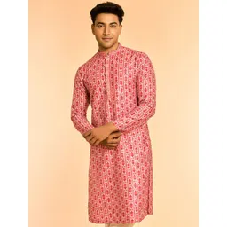 Diwas by Manyavar Men Mandairan Coller Ethnic Motifs Printed Chikankari Kurta-image-26