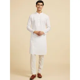 Diwas by Manyavar Men Solid Cotton Kurta with Pyjama-picture-33