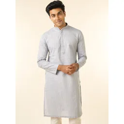 Diwas by Manyavar Men Solid Cotton Kurta with Pyjamas-picture-31