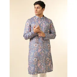 Diwas by Manyavar Men Woven Design Printed Festive Cotton Straight Kurta-picture-12