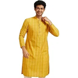 diwas by manyavar Men's Cotton Checkered Kurta (1pc)-picture-46
