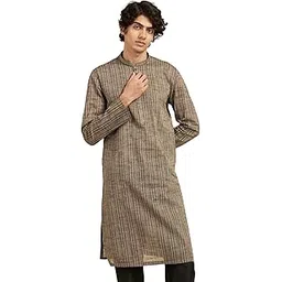 diwas by manyavar Men's Cotton Self Design Stripes Kurta (1pc)-picture-29