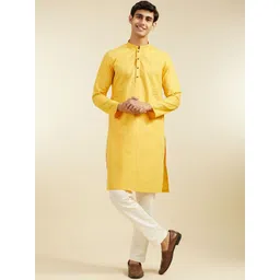 Diwas by Manyavar Striped Mandarin Collar Straight Kurta-picture-25