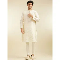 Diwas by Manyavar Woven Design Mandarin Collar Straight Kurta-picture-27