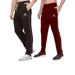 Diwazzo Men Pack Of 2 Brand Logo Cotton Track Pants-picture-6