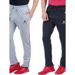 Diwazzo Men Pack Of 2 Brand Logo Cotton Track Pants-picture-4