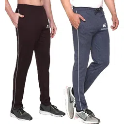 diwazzo Pack of 2 Men Printed Brown, Light Blue Track Pants-picture-38