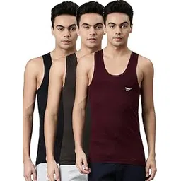 dixcy josh Men Solid Assorted Colour Vest RN Pack of 3-picture-50