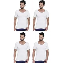dixcy scott Cotton Round Neck Half Sleeves White Men's Vest - Pack of 4 (#Interlock-RNS-100 CM)-picture-36