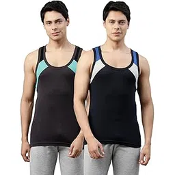 dixcy scott Originals Men's Cut & Sew Color Block On Shoulder Durable & Comfortable Squared Neck Sleeveless Regular Fit Tank Fit 100% Combed Cotton Gym Vest Innerwear (Pack of 2)-picture-22