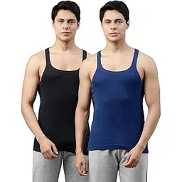 dixcy scott Originals Men's Solid Durable & Comfortable Squared Shaped Neck Sleeveless Regular Fit Tank Fit 100% Combed Cotton Gym Vest Innerwear (Pack of 2)-picture-24