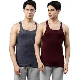 dixcy scott Originals Men's Solid Durable & Comfortable Squared Shaped Neck Sleeveless Regular Fit Tank Fit 100% Combed Cotton Gym Vest Innerwear (Pack of 2)-picture-16