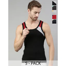 DIXCY SCOTT Pack Of 5 Cotton Round Neck Sleeveless Innerwear Vests Bold Gym 999_5-picture-26