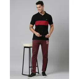 Dixcy Scott Maximus Black Cotton Regular Fit Colour Block Polo T-Shirt image 5
