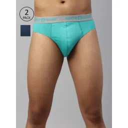 Dixcy Scott Maximus Denim Blue & Emerald Cotton Regular Fit Briefs - Pack Of 2-image-41