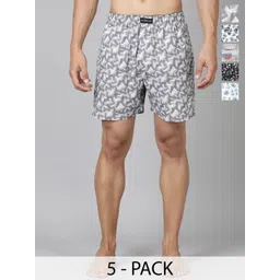 DIXCY SCOTT MAXIMUS Men Pack Of 5 Printed Relexed Fit Regular Shorts-image-14