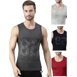 dixcy scott maximus Men's Sleeveless Round Neck Ribbed 100% Cotton Vest Innerwear with Stylish Text Print on Chest | Smart Wash Technology | Advanced Moisture Vest Innerwear |(Pack of 4) Color and Print May Vary-picture-38