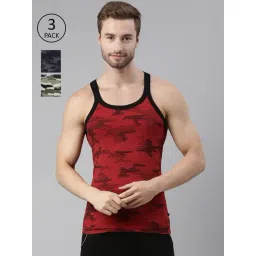 Dixcy Scott Maximus Multi Cotton Regular Fit Printed Vest - Pack Of 3-image-31