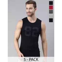 DIXCY SCOTT MAXIMUS Pack Of 5 Printed Pure Cotton Gym Vests MAXGV16 TURBO-VST-1/5-image-7