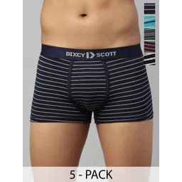 DIXCY SCOTT MAXIMUS Pack Of 5 Striped Short Mid Rise Trunk-image-2
