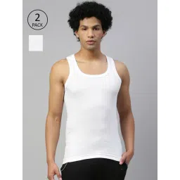 Dixcy Scott Maximus White Cotton Regular Fit Vest - Pack Of 2-image-35