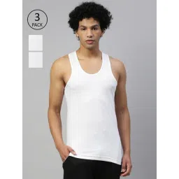 Dixcy Scott Maximus White Cotton Regular Fit Vest - Pack Of 3-image-48