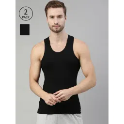 Dixcy Scott Originals Black Cotton Regular Fit Vest - Pack Of 2-picture-20