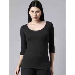 dixcy scott slimz DIXCY SCOTT Women Solid Round Neck Three-Quarter Sleeves Thermal Top-picture-38