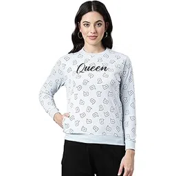 dixcy slimz 100% Cotton Regular Fit All Over Print Round Neck Full Sleeves Sweatshirt for Women's - Amara Sweat-picture-11