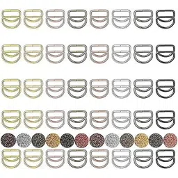 DIY Crafts Only D Rings Only, Side Slide Release Buckle Tri-Glide Slide, Nylon Webbing Strap Plastic/Metal D Rings Snap Hook for Luggage Belt Handle Pet Collar Bag (5 Pcs D Rings, Gold)-picture-37