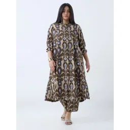 Diza by Westside Brown Ikat Printed A-Line Kurta-picture-25