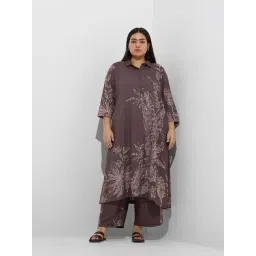 Diza by Westside Dark Brown Foliage Detailed A-Line Kurta-picture-35